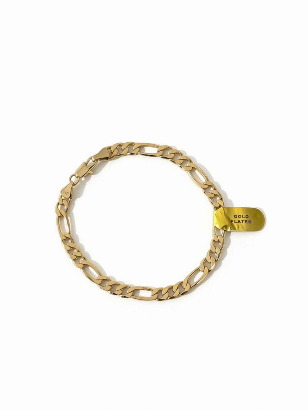 14k - Gold Plated Figaro Chain Bracelet - Gold 7” Bracelet